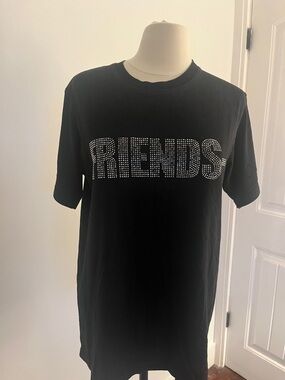 VLONE Black 'FRIENDS' Short Sleeve Tee with Silver Stud Detail